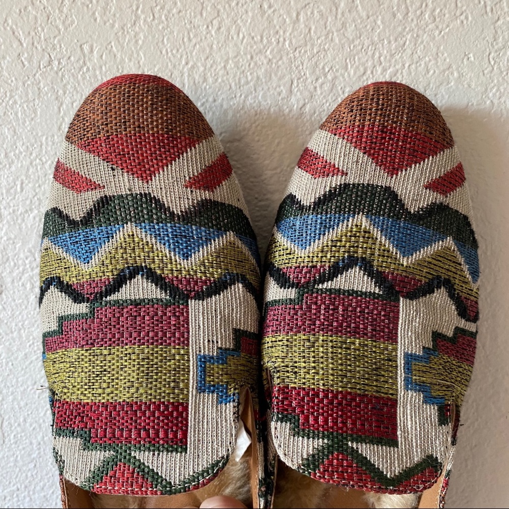 Multicolor Aztec Fur Mules - Picture 4 of 10